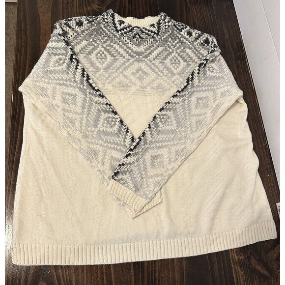 J. Jill Ombre Fair Isle Mock Neck Cotton Blend Sweater Size MEDIUM PETITE - Picture 3 of 9